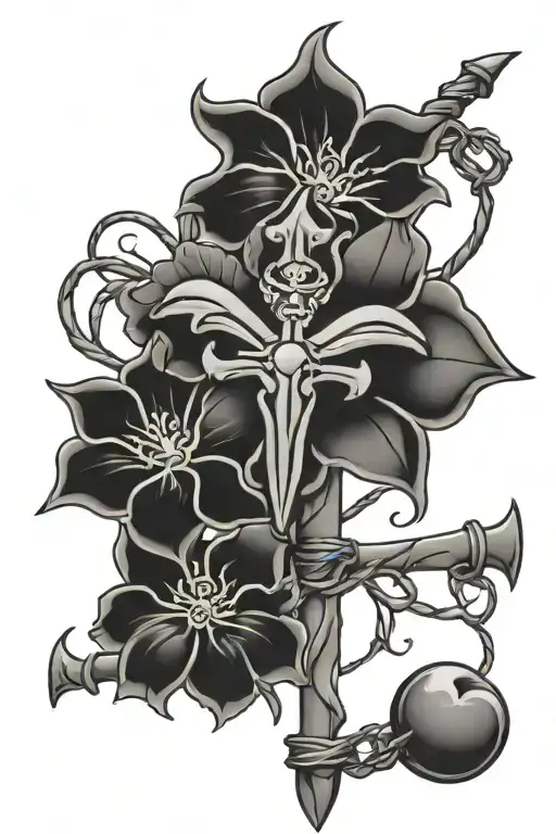 Taurus Pirate Hibiscus Tribal Rose Barbed Wire Heart Cross