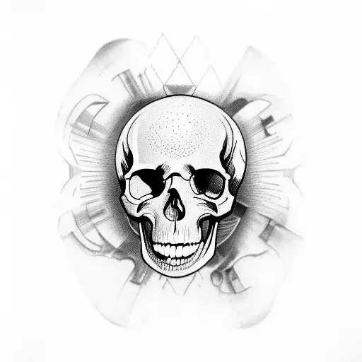 Hour Glass With Skull Inside