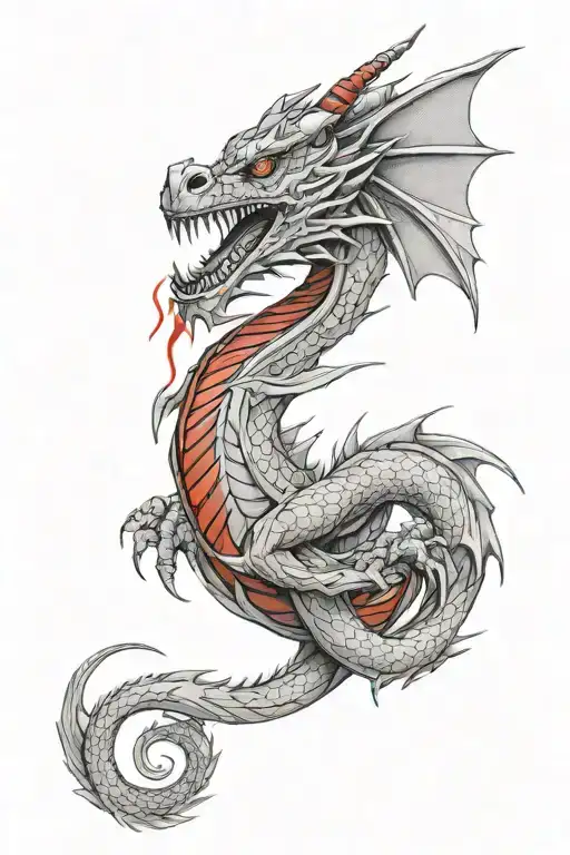Dragon With Red Lines