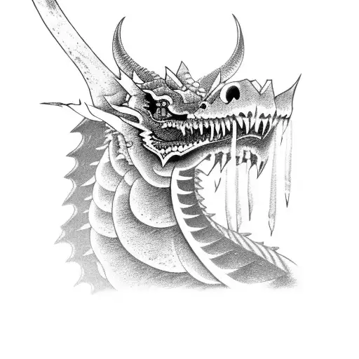 Japanese Temple Surrounded By Black And Grey Dragon