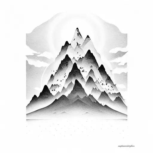 Wawes Splashes With Mountain And Man Siluet