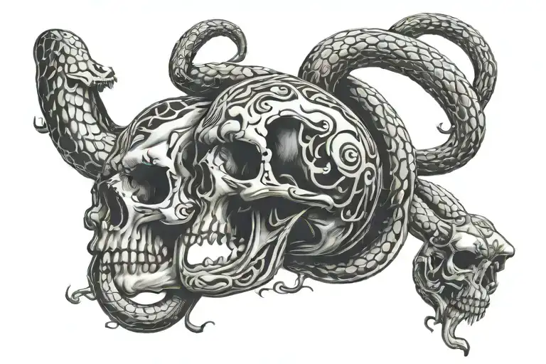 With Snake And Skull