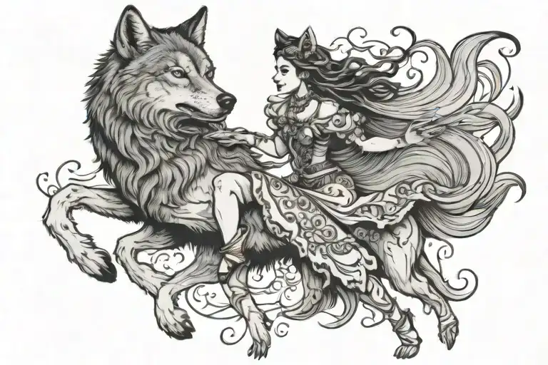 Woman Wearing Wolf Skin Dancing With Death