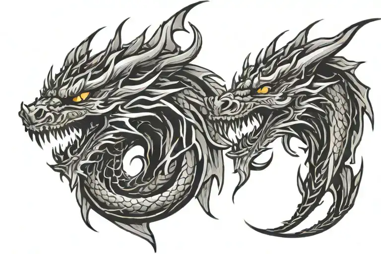 Minimalistic Dragons Breathing Fire