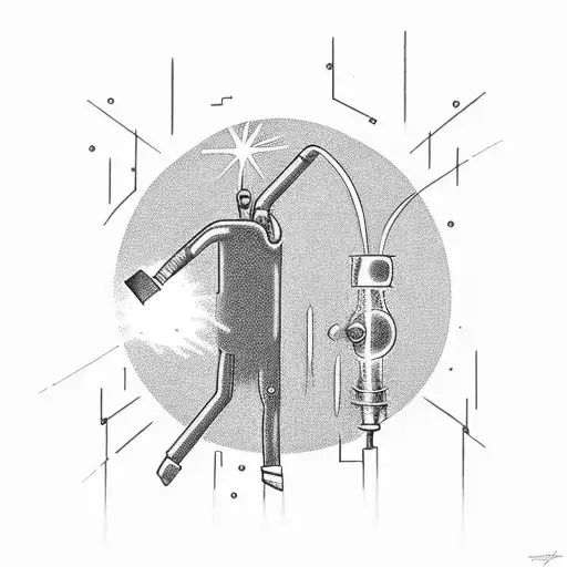 Welder's Torch With Sparks Forming A Race Car Silhouette