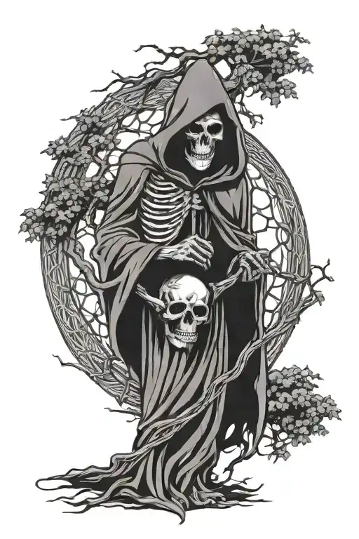 Grim Reaper Holding The Tree Of Life