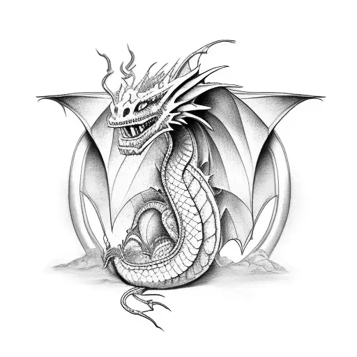 Design A Tattoo Featuring A Dragon In A Computer Game Setting