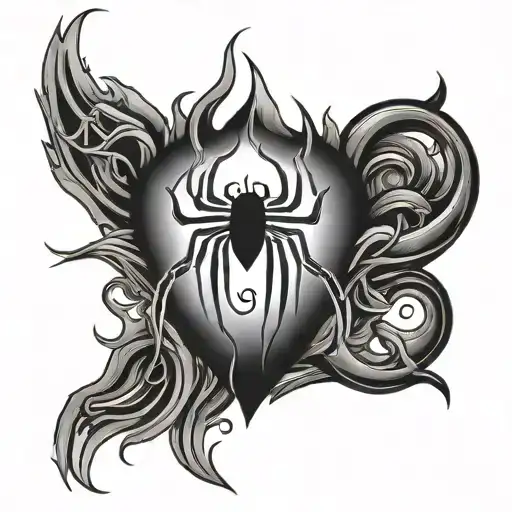 Spider Flame Heart Shape