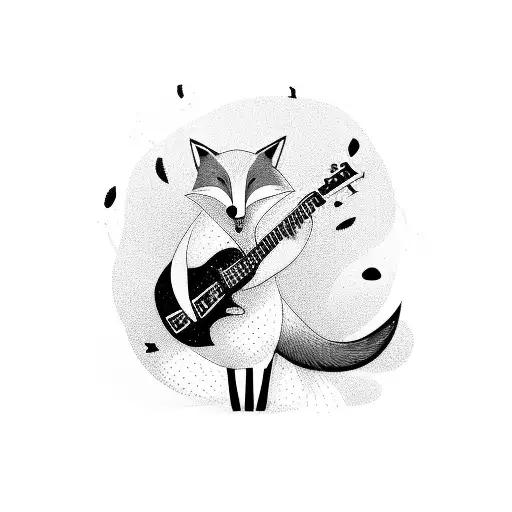 A Fox Playing A Guitar In A Vibrant Painting