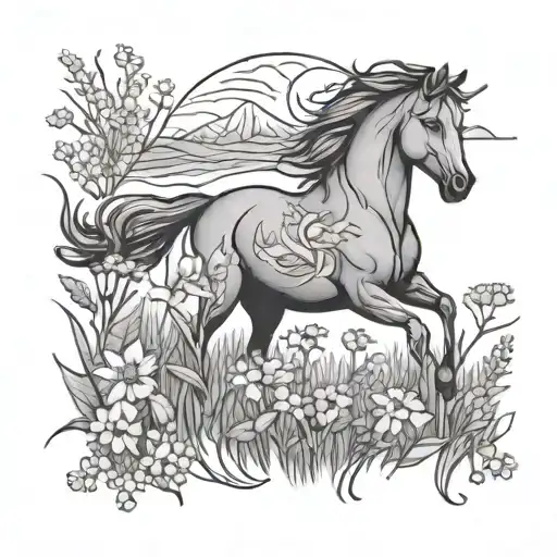 Field Of Wildflowers With A Hidden Horse Silhouette