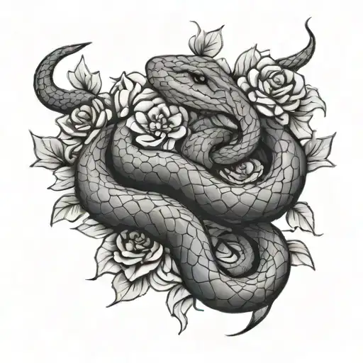 Snake Wrapped In Flowers