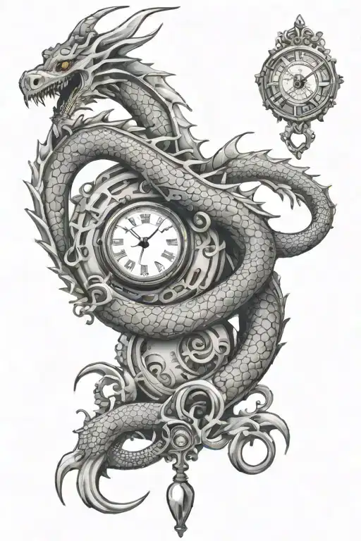 A Long Dragon And Pendant Watch Surrounded