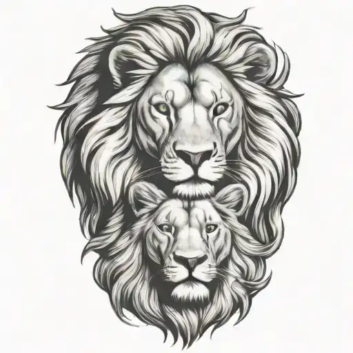 Protective Lion And Lioness