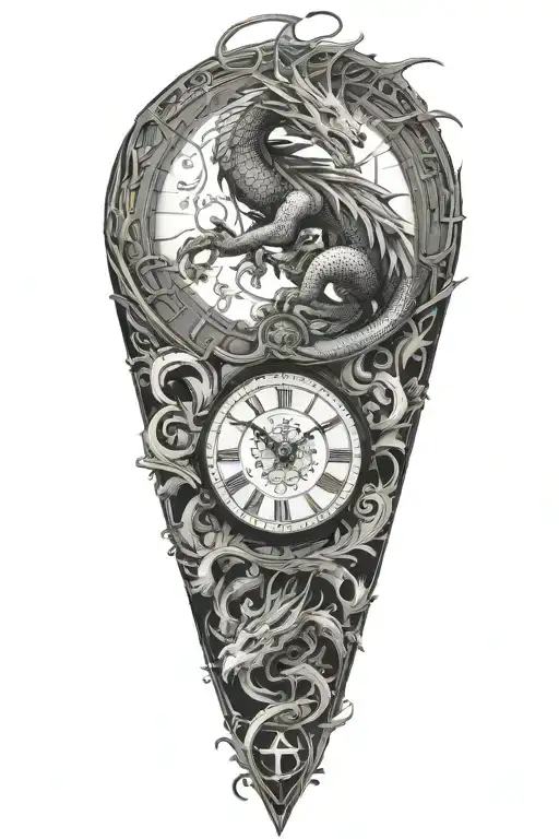A Long Dragon And A Clock