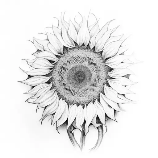 A Nature-inspired Black-grey Tattoo Featuring A Cross Made Of Intertwining Sunflower Stems
