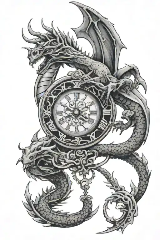 A Long Dragon And Pendant Watch Surrounded