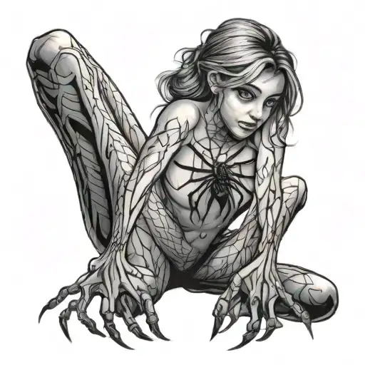 Spider With The Body Of A Bare-breasted Girl