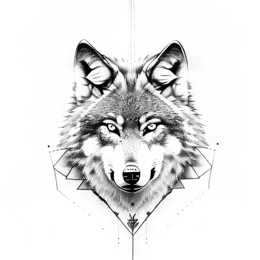 Wolf With Tow Rabbits