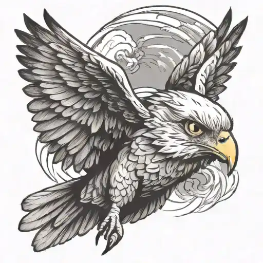 Fat Orange Tabby Cat With Eagle Wings On Its Back