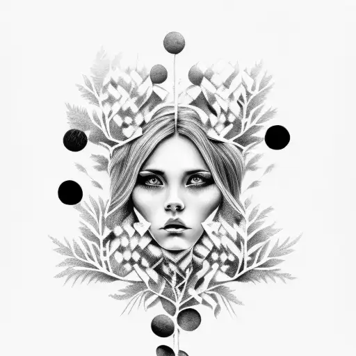 Womans Face In A Forest