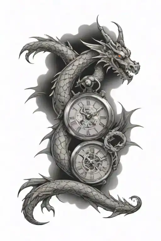 A Long Dragon And Pendant Watch Surrounded