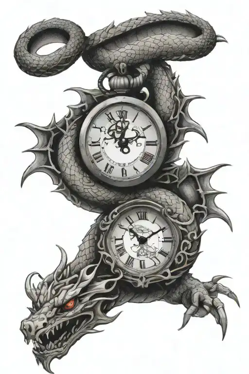 A Long Dragon And Pendant Watch Surrounded