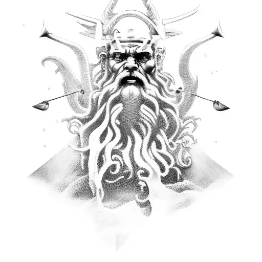 Poseidon Rising From The Ocean