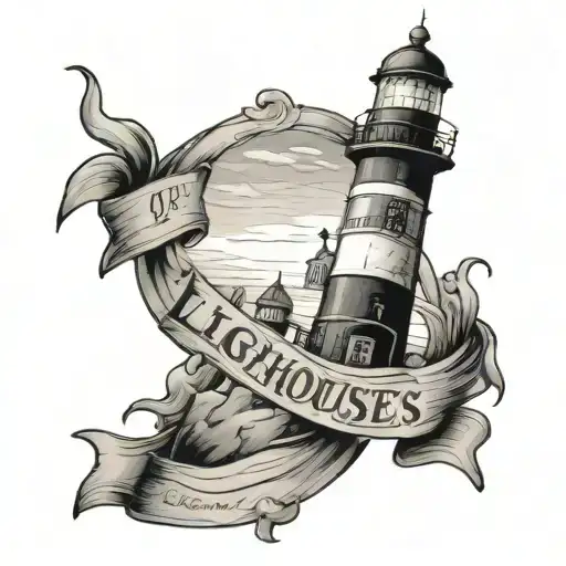 Lighthouse With A Banner Reading Lighthouses Rule