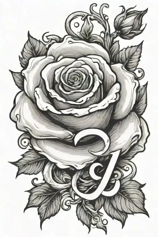 The Letters Kb In A Rose Intertwined