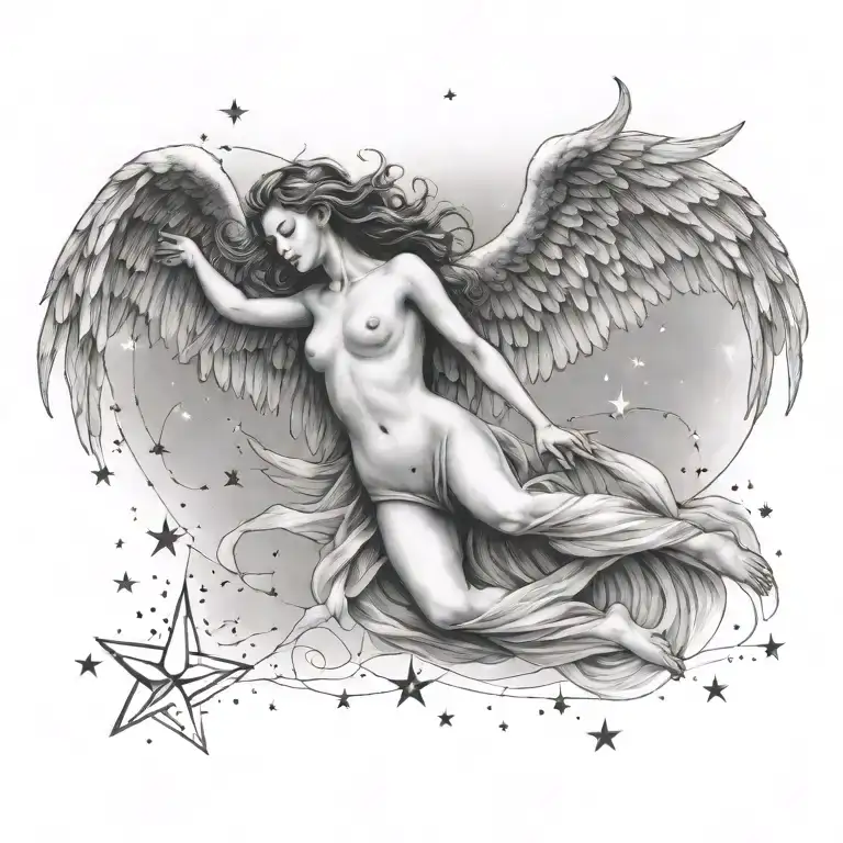 Flying Angel Falling Star Constellation Merging