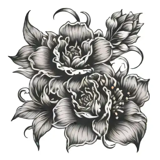 December July Birth Flower Intertwined