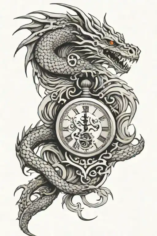 A Long Dragon And Pendant Watch Surrounded