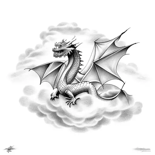 Dragon Emerging From A Stormy Cloud