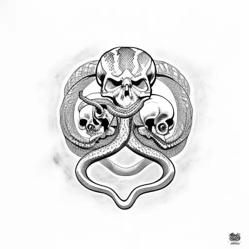 Snake Around Skull