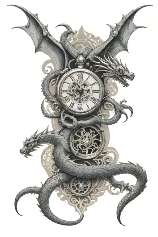 A Long Dragon And Pendant Watch Surrounded