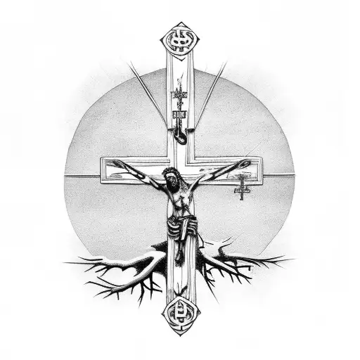 Christian Crucifix With Tree Of Life Branches