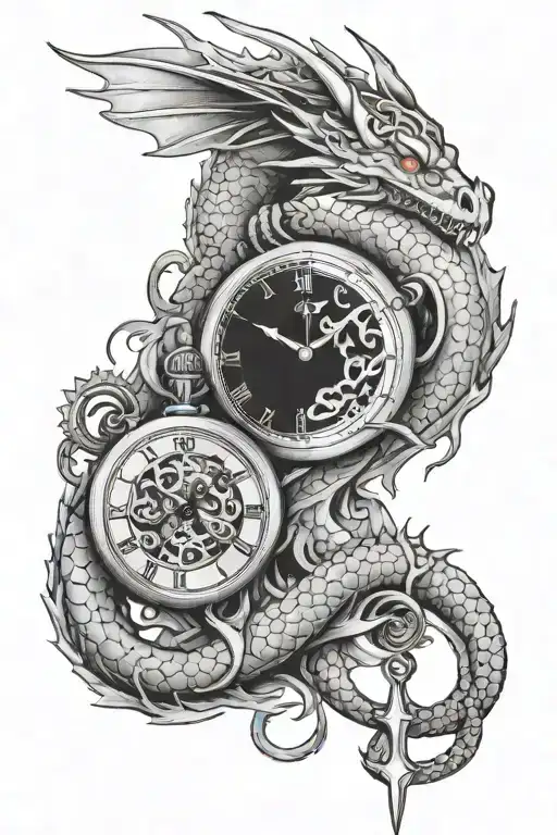A Long Dragon And Pendant Watch Surrounded