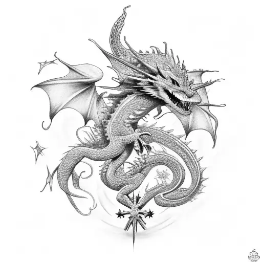 Star Fish With A Dragon