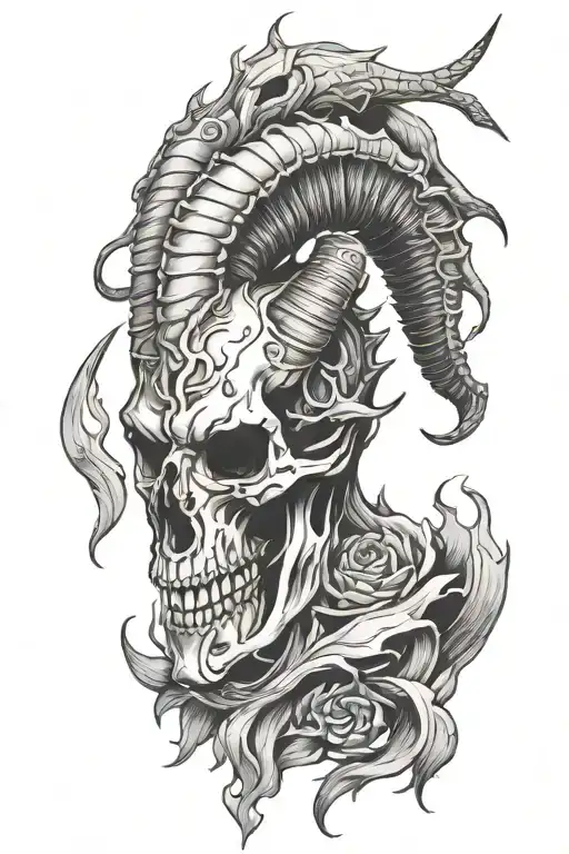 Capricorn Goat Skull Fire