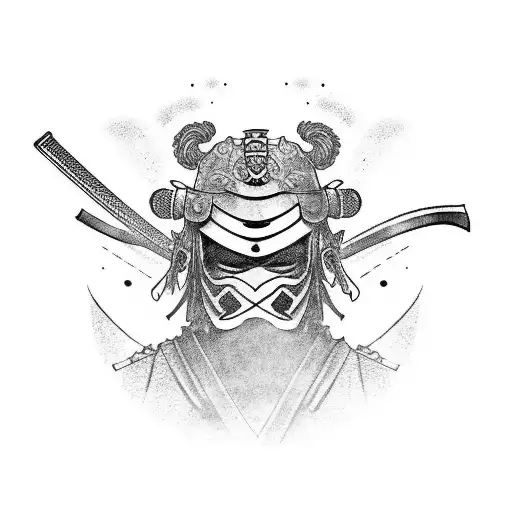 Samurai With Sword And Mask Upper Body
