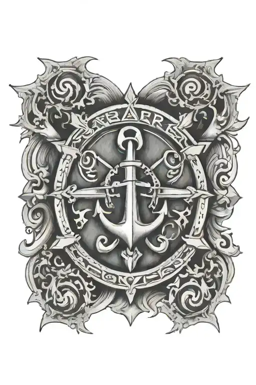 Mariners Cross Tattoo Design Combining Elements