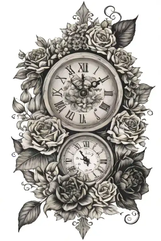 A Clock Surrounded By May October And August Birth Flowers Representing My Sons