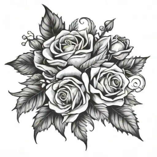 Daisy Violet Rose Holly Flower Bouquet