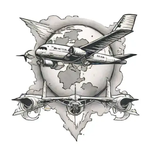 World With An Airplane Flying Across