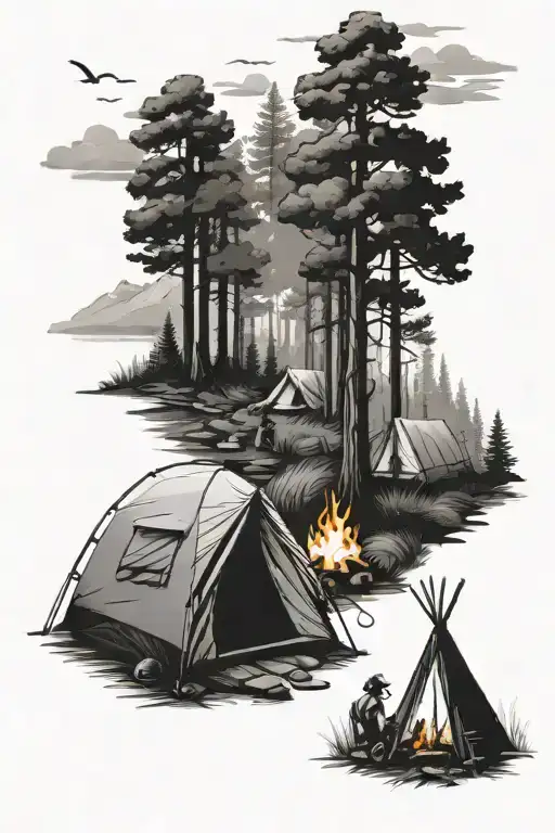 Camping Scene In The Forrest