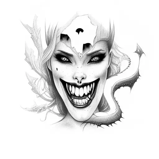 Beautiful Female Vampire With Castle Showing Her Teeth