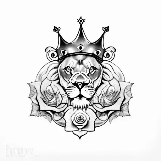 Lion With Crown And Roses