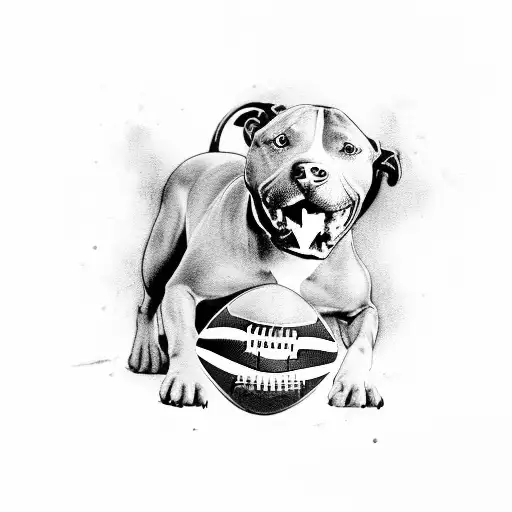 Pit Bull Breeder Logo With Football Elements
