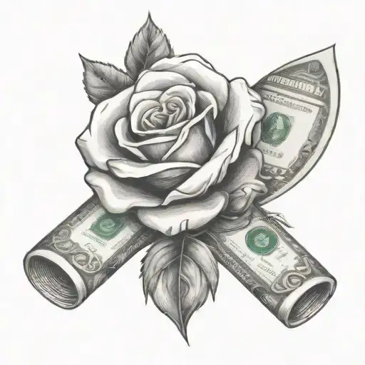 Rose And Money Dice Intertwined