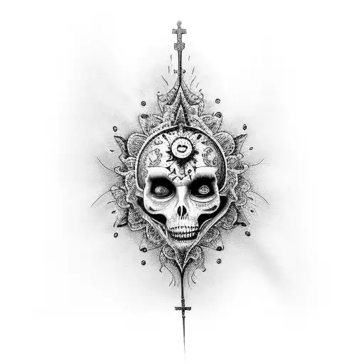 Incorporate Religious Symbols Into A Black-grey Wrist Tattoo Inspired By Tim Burton's Art